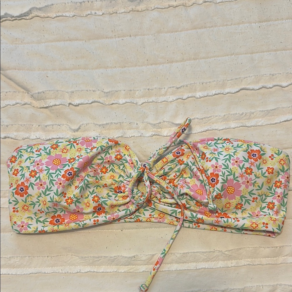 SHEIN Pink and Orange Bandeau Bikini Swimwear